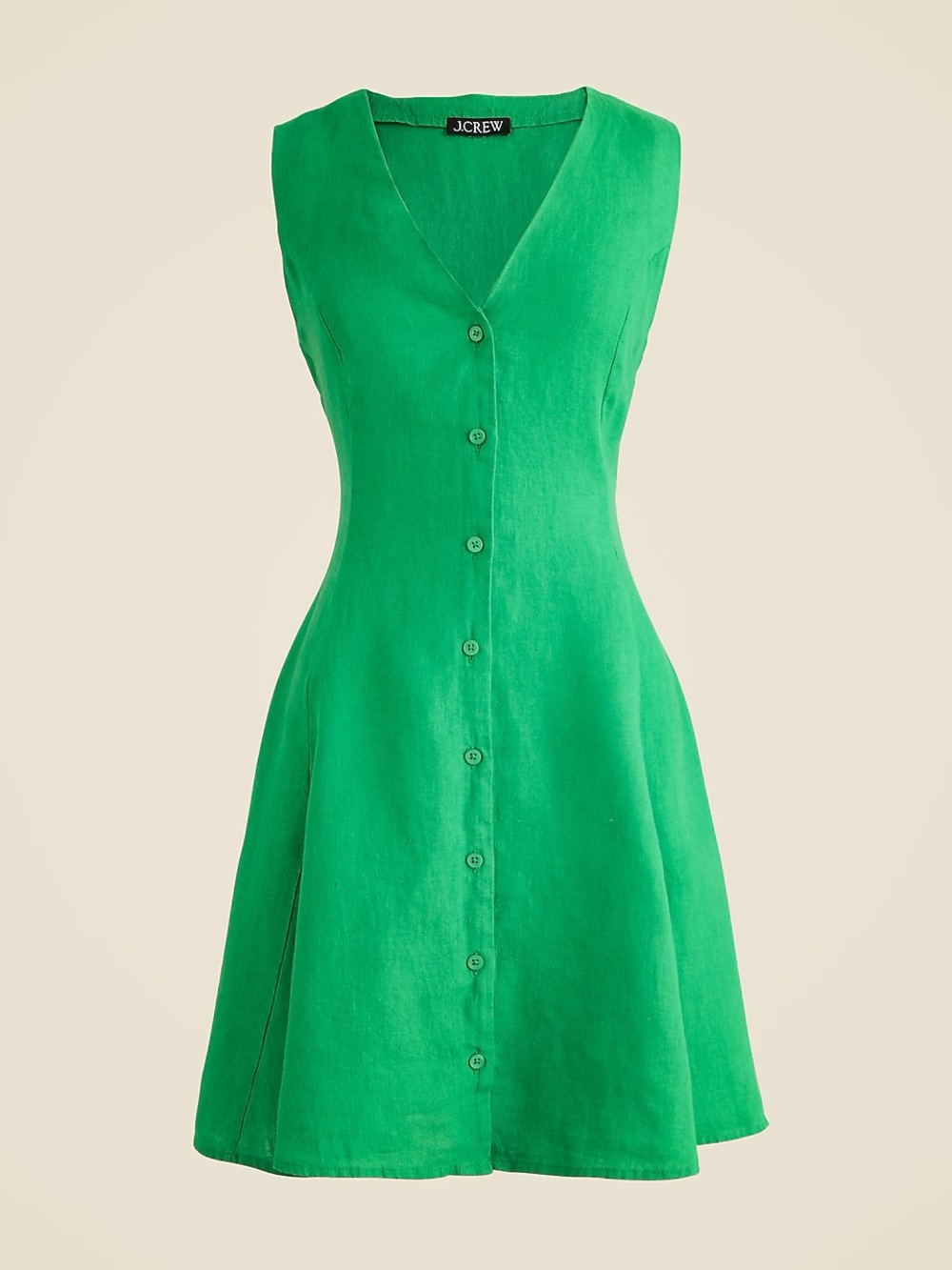 J. Crew Emerald Button-Front A-Line Mini Dress